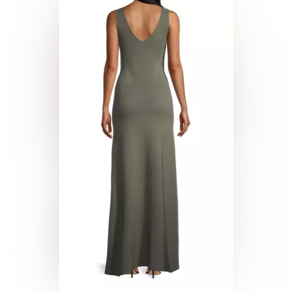 Emporio Armani Seamless Ottoman Maxi Dress In Olive Green - Picture 3 of 7